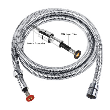 Shiny Chrome 1.5m Pull-Out Flexible Shower Hose with Braided Inner
