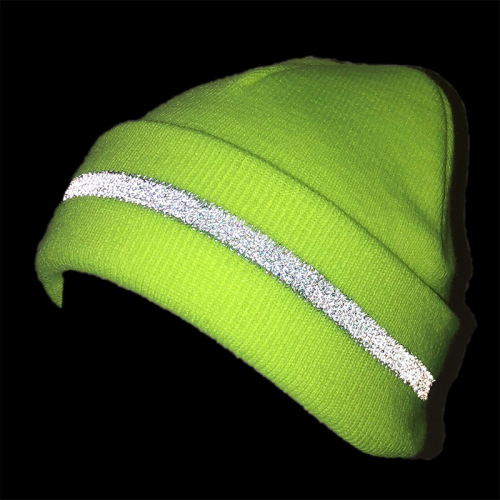 Fluorescent reflective strip knitted cap Double layer warm