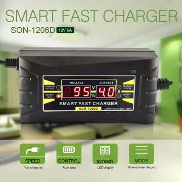 Full Automatic Car Battery Charger 12V 6A 150V-250V Smart Fast Power Charging Suitable For Car Motorcycle EU US Plug dropship