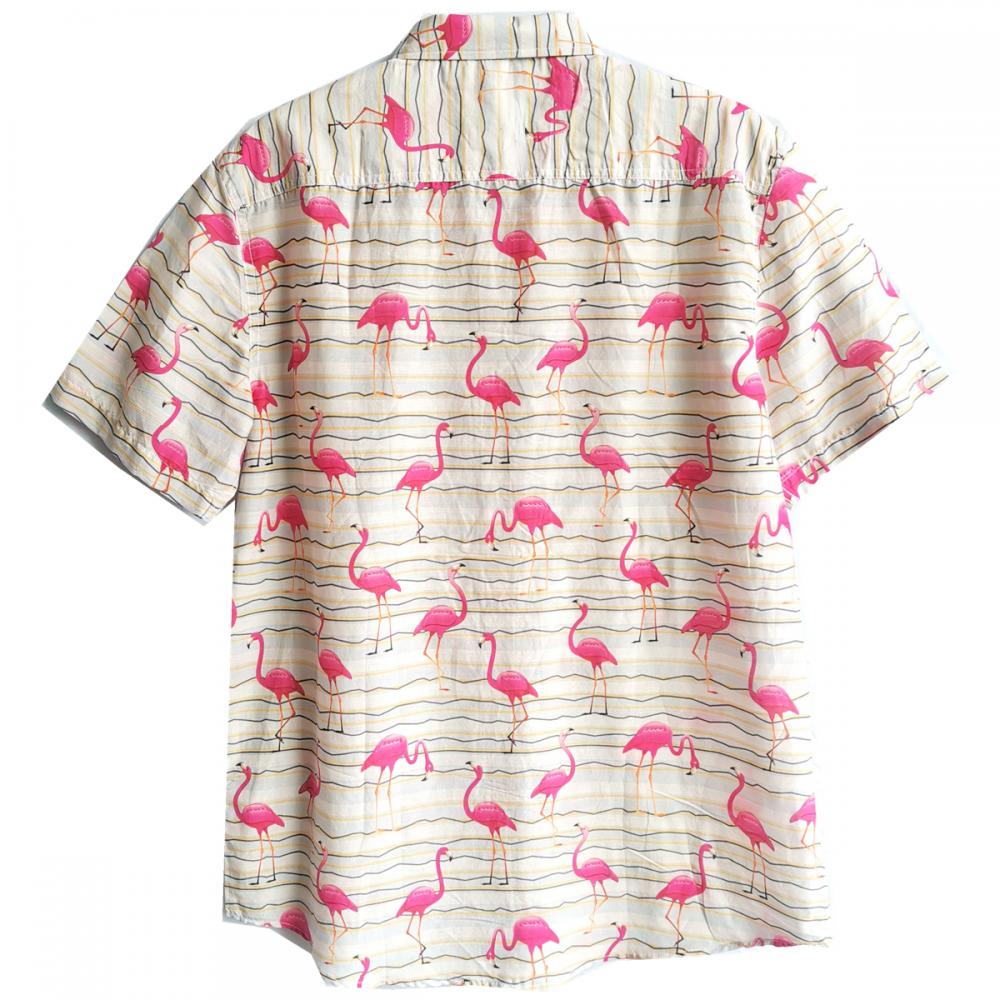 Silk Cottonred Crowned Crane Print Shirt