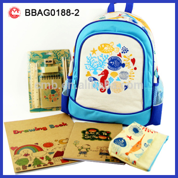 Eco Friendly Cute School Bags for Boys with Stationery Set