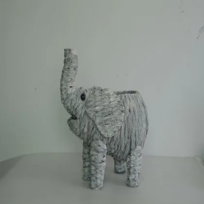 wash white water hyacinth elephant decoration pot