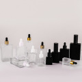 Platte vierkant glas essentie druppelaar fles 30 ml 50 ml