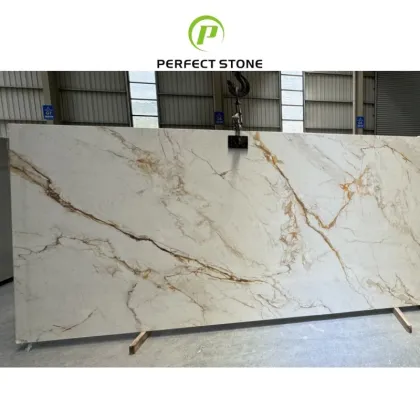 Calacatta Gold Quartz Stone: 3D Impression Premium Countertop and Island