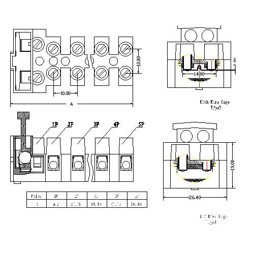 AT806-10.0XXXX-A Feed Through Terminal Block Pitch10.0mm 