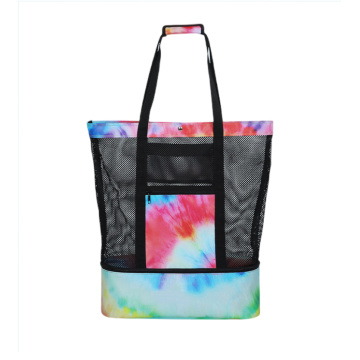 Mesh waterproof beach bags tote na may mas cool