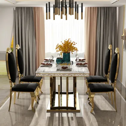 Luxury Marble Top Dining Table Set for Modern Home Furnishing