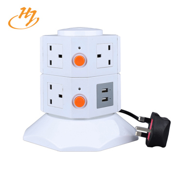 UK-Typ weißer 2-USB 2-Lagen-Tower-Buchse