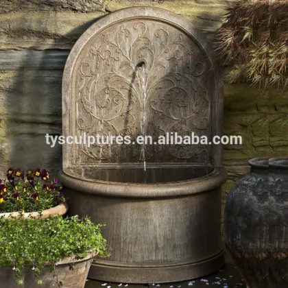 Outside stone oriental rustic garden lion head hanging wall fountain