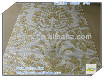 Mother of pearl shell mosaic art paiting wall tile white shell mosaic and yellow MOP