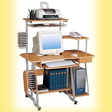 Durable Computer Desk with Multiple Shelves for Printer and CPU