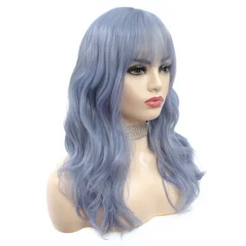 X-TRESS New Gray Blue Soft Synthetic Hair Wig With Bangs High Temperature Fiber For Women Wigs Machine Made Natural Hair Wigs
