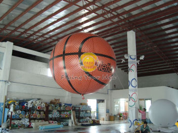 Fireproof Filled Helium Sport Basketball Balloons With Uv Protected Printing For Promotion