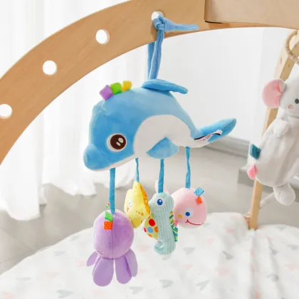 Wholesale Custom Handmade Crib Cot Nursery Baby Mobiles with Stuffed Rainbow Cloud Felt Hanging Decor and Bells for Baby Girls