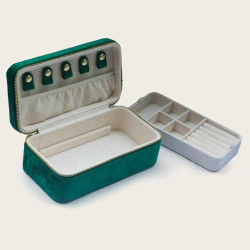 Velvet Travel Portable Jewelry Organizer Case with Zipper