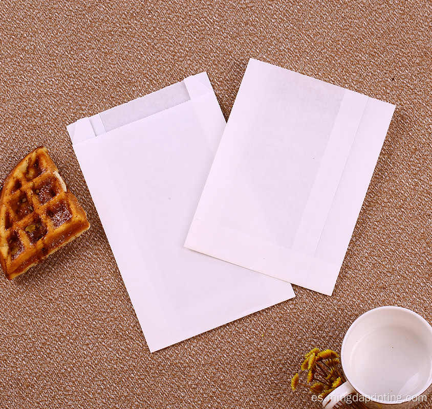 Bolsa de papel de fondo plano a prueba de aceite en blanco