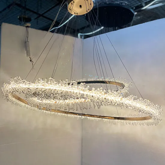 JC LIGHTING Custom Double Rings Pendant Lamp with Pineapple Crystal Beads Chandelier - Shiny Gold Finish