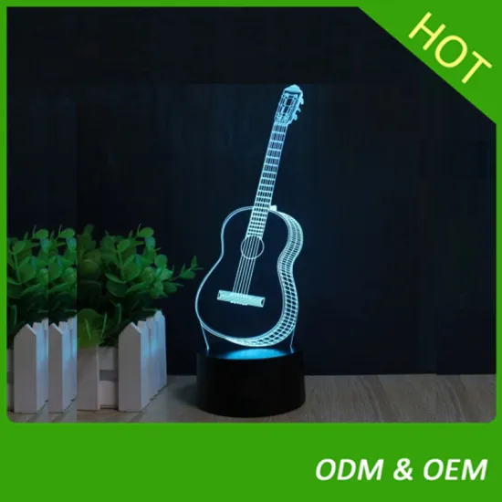 Bar Musical Instruments 3D Guitar LED Night light 7 Color Touch Desk Lamp