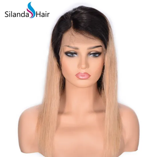 Fashion #1B-27 130% Density Straight Remy Human Hair Lace Frontal Wigs
