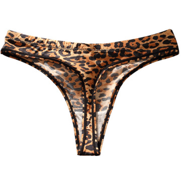 Cotton T-Back Thong Underwear: European & American Style Leopard Print G-String
