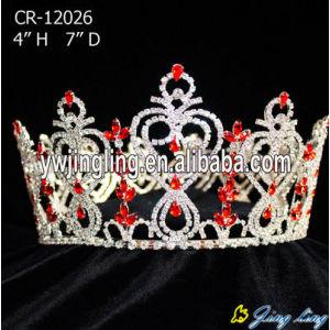 Red Rhinestone Custom Pageant Round Crowns