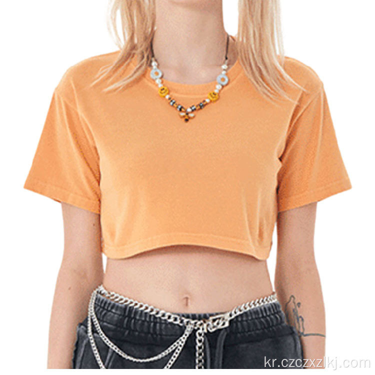 빈티지 섹시한 자른 배꼽 여성의 자른 티셔츠
