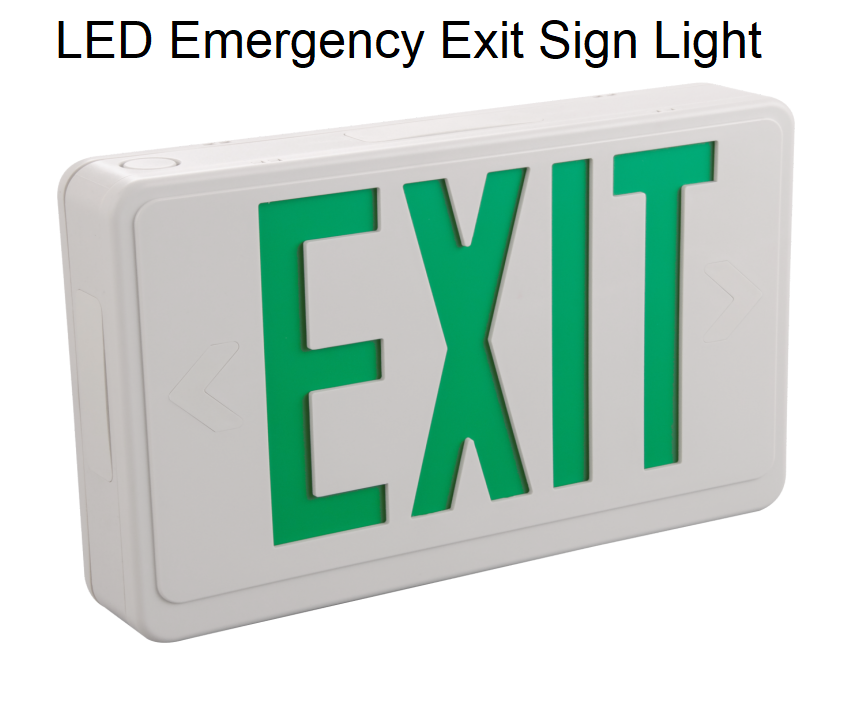 Hangend aan het plafond groene letter exit sign