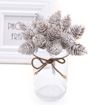 12/20pcs White Artificial Pine Nuts Cones Artificial Flowers Pineapple Grass for Wedding Christmas DIY Wreath Scrapbooking Decor