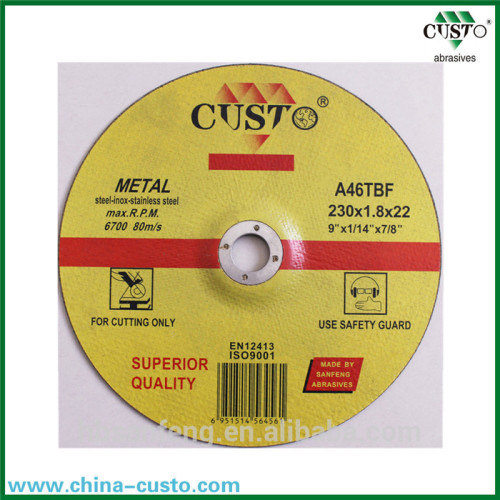 230x3x22.2mm Stainless steel depressed centre cutting disc for cutting of full-materials