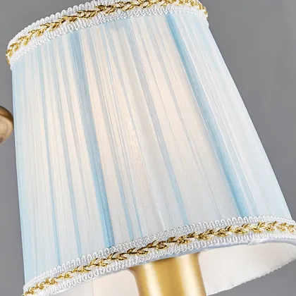 Ceramic French Chandelier with Fabric Shade Pendant Lights