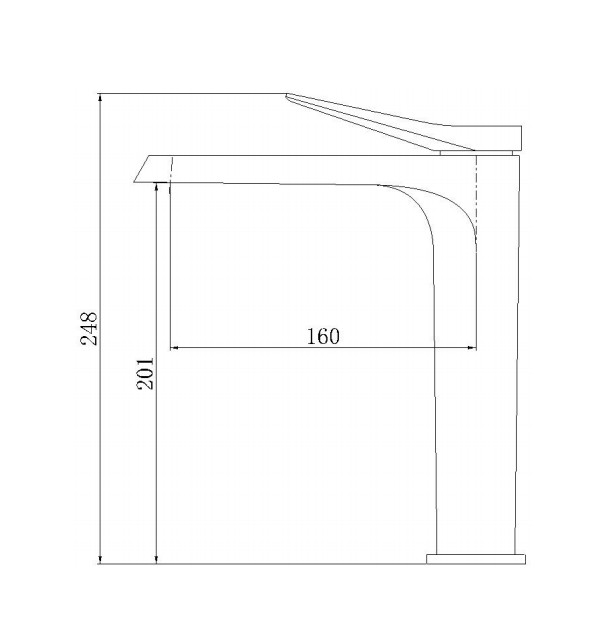 curved handle basin faucet