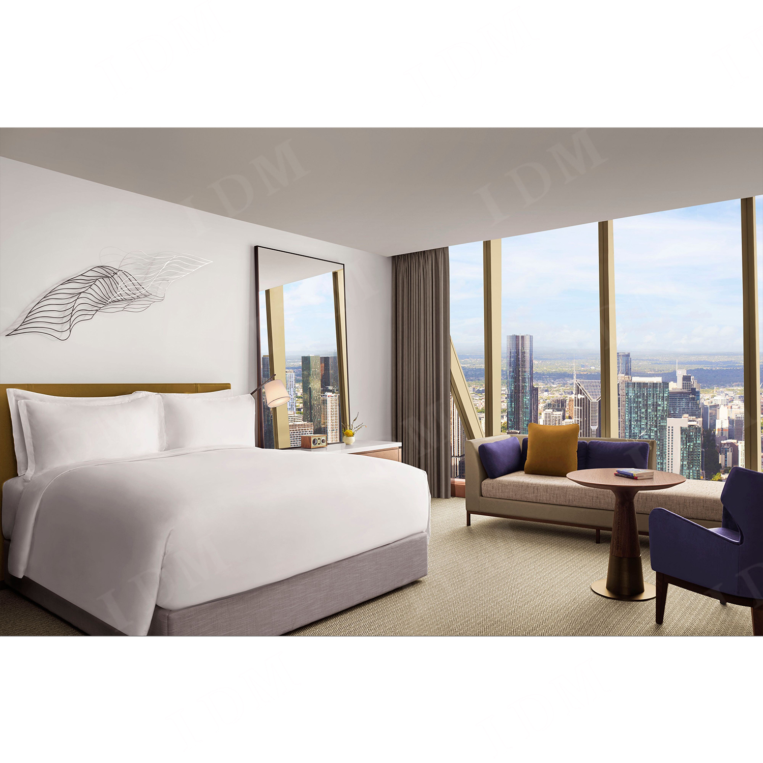 Custom Crafted Solid Wood Luxury Hotel Bedroom Furniture