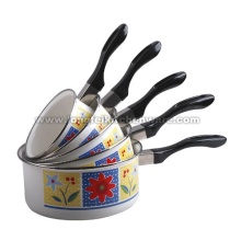 5PCS Enamel Fryer Pan With Black Bakelite Handle