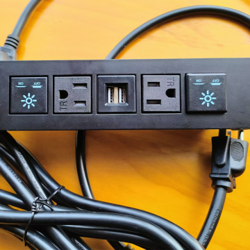 2 AC Outlets Power Strip with Female Power Cables, 2 USB-A Fast Charging Ports & Individual Switches