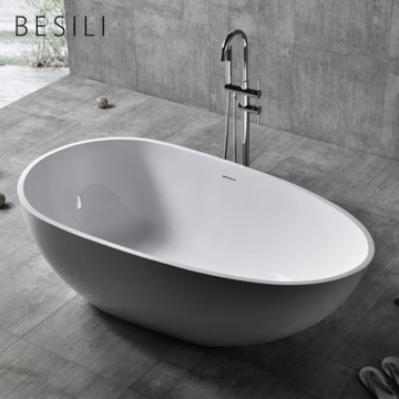 Modern White Acrylic Freestanding Soaking Tub for Luxury Hotel Bathrooms