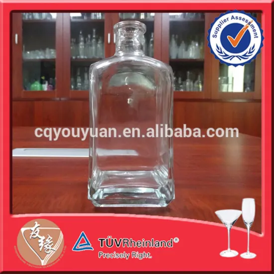 Square Bottle Glass Cap Stoppered Glass Bottles 750ML Glass Cognac Bottle