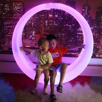 2024 Affordable Acrylic Adult and Kid Swing Chair with Bright LED Lighting