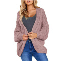 Womens Open Front Long Sleeve Chunky Knit Cardigan