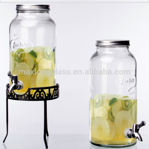 Glass Juice Dispenser with Metal Stand