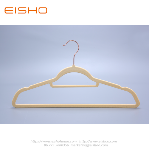 Apricot Anti-slip Velvet Coat Hanger With Bar