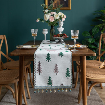 Handcrafted Luxury Christmas Decor: Embroidered Chenille and Macrame Table Runners