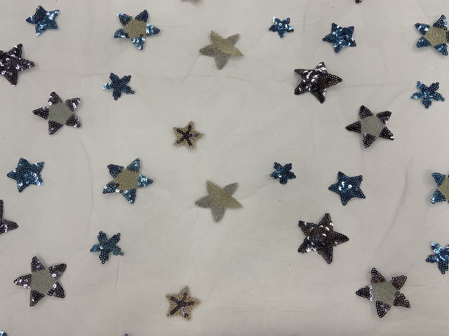Twinkle Star Pattern Sequin Embroidery Fabric