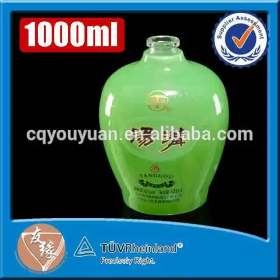 Glass High White Glass Color Painting Liquor Vodka Use 1000ml Large Green Glass Bottles