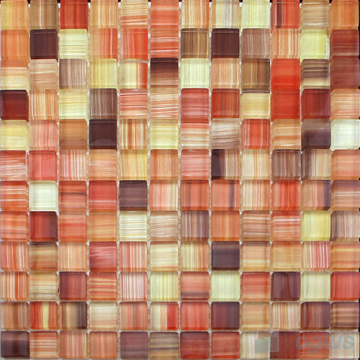 Red Hand Painted Crystal Glass Mosaic Tile