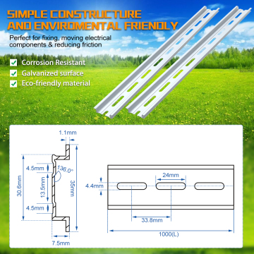 High Quality 35MM Width 7.5MM Terminal Block on 1-2 Meter Steel DIN Rail
