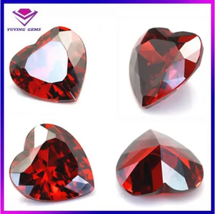 Synthetic Garnet Stone Price Per Carat Loose Heart Cut CZ Gems