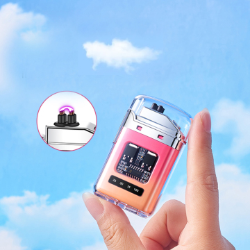 BBQ Camping Accessory: Transparent Plastic Mini USB-C Rechargeable Double Arc Plasma Electric Lighters
