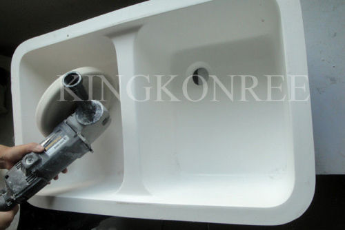 Resistant To Scratches Solid Surface Composite Acrylic Kitchen Sink / Solid Surface Sinks