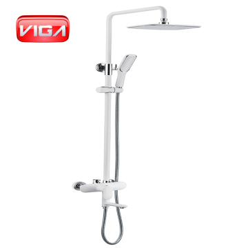 Brass White Bathroom Shower Column Set with Handheld Shower Head Manufacturer Supply