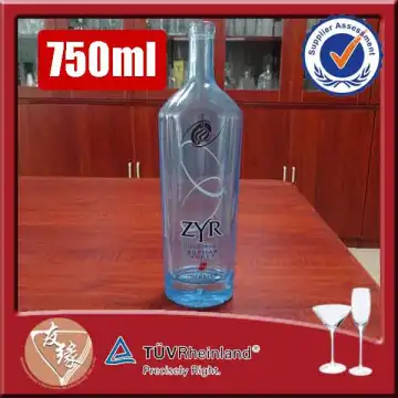 750ml cork top long neck voka cobalt blue glass bottles